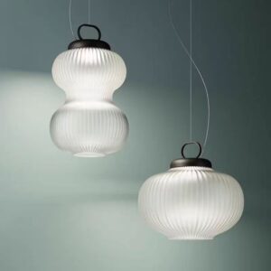 Modern Ribbed Glass Pendant Light P6015 9