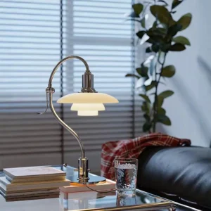 Brass Finish Curved Arm Glass Table Lamp TL-A116 5