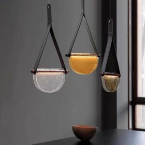 Leather Strap Glass Pendant Light P6023 7