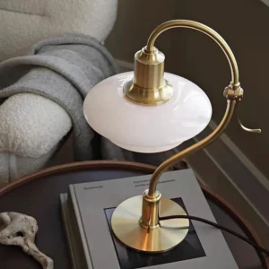Brass Finish Curved Arm Glass Table Lamp TL-A116 4