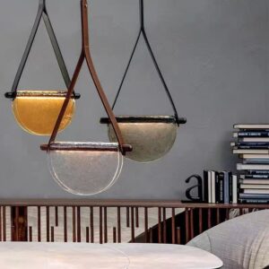 Leather Strap Glass Pendant Light P6023 6