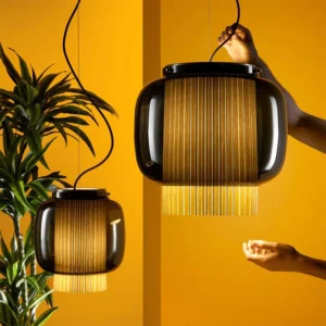 Modern Glass & Fabric Pendant Lamp P6134 3