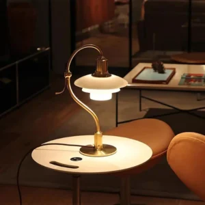 Brass Finish Curved Arm Glass Table Lamp TL-A116 3