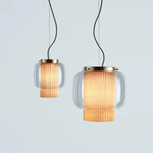 Modern Glass & Fabric Pendant Lamp P6134 2