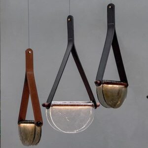 Leather Strap Glass Pendant Light P6023 5