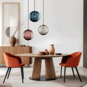 Modern Ribbed Glass Globe Pendant Light P6063 1