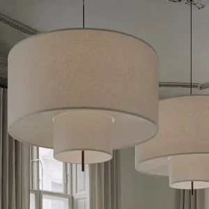 Layered Linen Drum Pendant Light MP4001 4