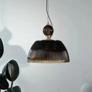 Mid century Retro Green Brown Glass Pendant Light P6052 1