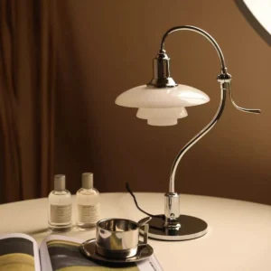 Brass Finish Curved Arm Glass Table Lamp TL-A116 2