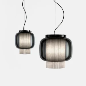 Modern Glass & Fabric Pendant Lamp P6134 1