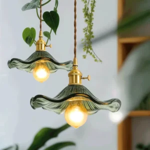 Vintage Wavy Glass Pendant Light P6079 1