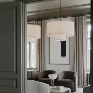 Layered Linen Drum Pendant Light MP4001 3