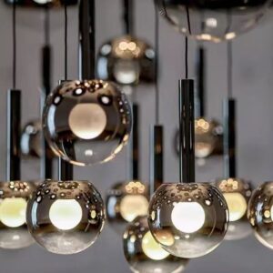 Smoked Glass Globe Pendant Light P6012 4
