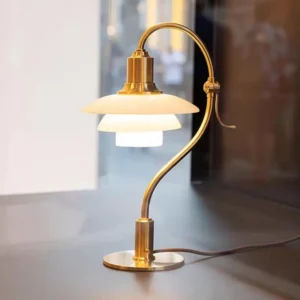 Brass Finish Curved Arm Glass Table Lamp TL-A116 1