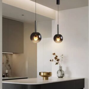 Smoked Glass Globe Pendant Light P6012 2