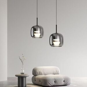 Smoked Glass Orb Pendant Light P6013 1