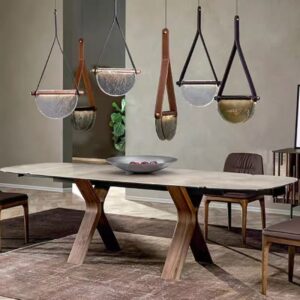 Leather Strap Glass Pendant Light P6023 3