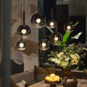Smoked Glass Globe Pendant Light P6012 1