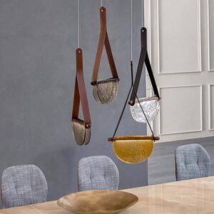 Leather Strap Glass Pendant Light P6023 1