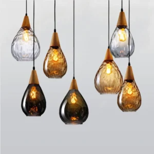 Textured Glass Teardrop Pendant Light P6084 1