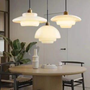 Mid Century Art Milk White Glass Pendant Light P6086 10