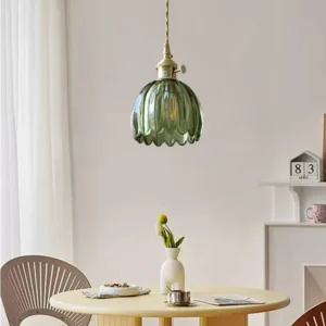 Fluted Glass Brass Pendant Light P6090 13