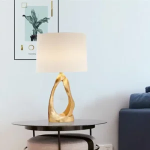 Gold Sculptural Table Lamp with Fabric Shade TL-E012 5