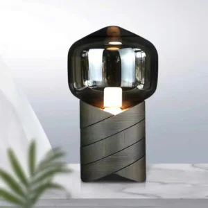 Smoked Glass Table Lamp with Resin Base TL-E018 4