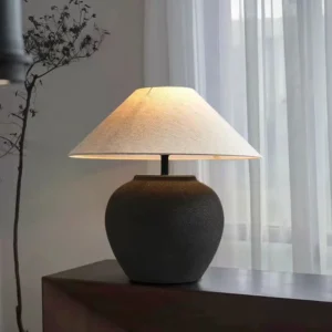 Wabi-Sabi Matte Black Ceramic Table Lamp TL-H007 4