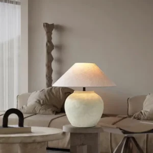 Wabi-Sabi Ceramic Table Lamp with Linen Shade TL-H008 4