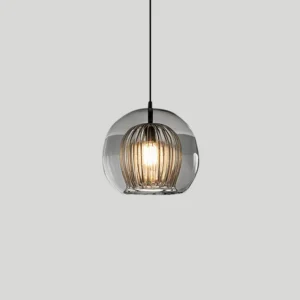 Modern Ribbed Glass Globe Pendant Light P6076 2