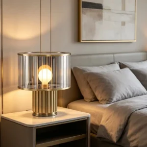 Modern Fluted Glass Drum Table Lamp TL-A063 5