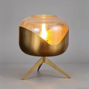 Modern Glass Table Lamp with Brass Finish Tripod Base TL-A070 1