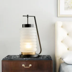 Modern Ribbed Glass Table Lamp with Metal Handle TL-A077 4
