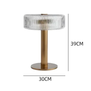 Modern Fluted Glass Table Lamp with Brass Finish Base TL-A101 4
