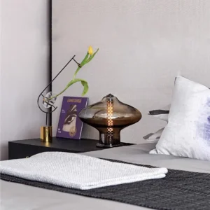 Contemporary Smoked Grey Glass Table Lamp TL-A107 5