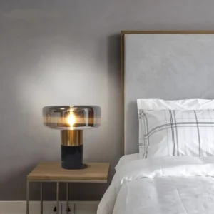 Modern Smoked Glass Table Lamp with Marble Base TL-A114 4