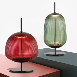 Modern Ribbed Glass Table Lamp with Metal Base TL-A092 3