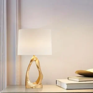 Gold Sculptural Table Lamp with Fabric Shade TL-E012 4