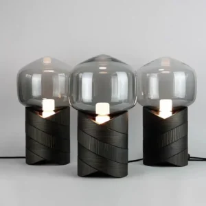 Smoked Glass Table Lamp with Resin Base TL-E018 3