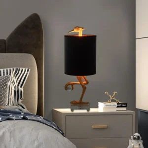 Gold Heron Table Lamp with Black Shade TL-E012 3