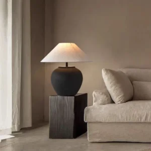 Wabi-Sabi Matte Black Ceramic Table Lamp TL-H007 3