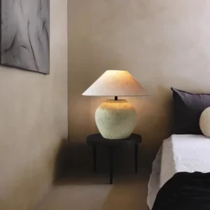 Wabi-Sabi Ceramic Table Lamp with Linen Shade TL-H008 3