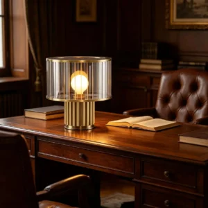 Modern Fluted Glass Drum Table Lamp TL-A063 4