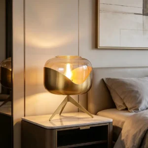 Modern Glass Table Lamp with Brass Finish Tripod Base TL-A070 5