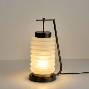 Modern Ribbed Glass Table Lamp with Metal Handle TL-A077 3