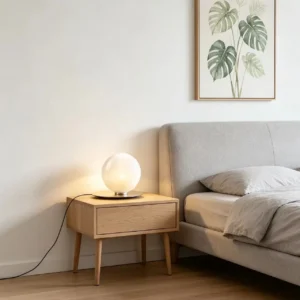 Modern Glass Globe Table Lamp with Metal Disc Base TL-A090 3