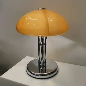 Modern Orange Glass Mushroom Table Lamp with Chrome Base TL-A094 3
