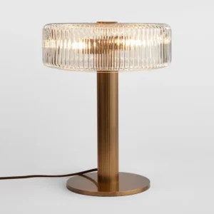 Modern Fluted Glass Table Lamp with Brass Finish Base TL-A101 3