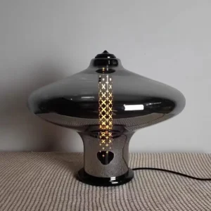 Contemporary Smoked Grey Glass Table Lamp TL-A107 4